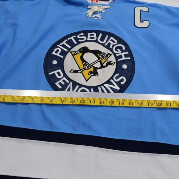 Reebok Pittsburgh Penguins Light Blue Premier Hockey Jersey Sidney Crosby - Picture 3 of 7